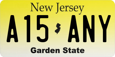 NJ license plate A15ANY