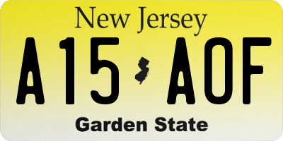 NJ license plate A15AOF