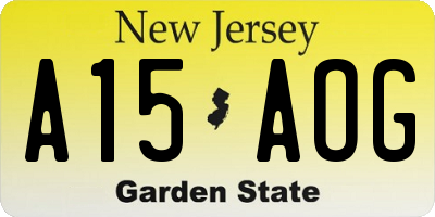 NJ license plate A15AOG