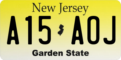 NJ license plate A15AOJ