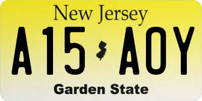NJ license plate A15AOY