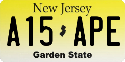 NJ license plate A15APE