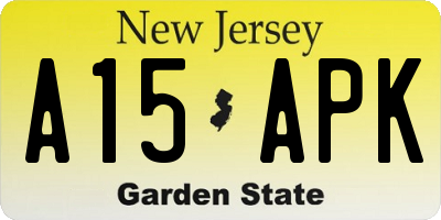 NJ license plate A15APK