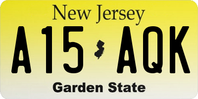 NJ license plate A15AQK