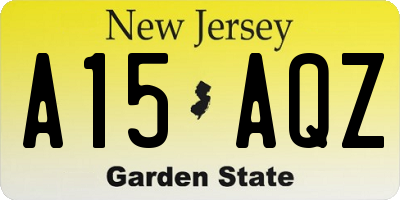 NJ license plate A15AQZ