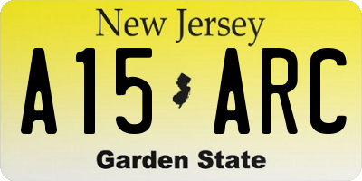 NJ license plate A15ARC