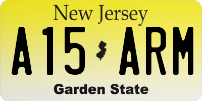 NJ license plate A15ARM