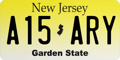 NJ license plate A15ARY
