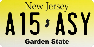NJ license plate A15ASY