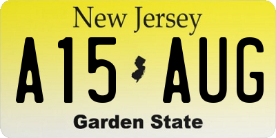 NJ license plate A15AUG