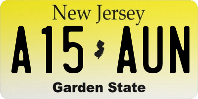 NJ license plate A15AUN