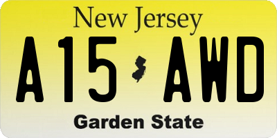 NJ license plate A15AWD
