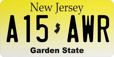 NJ license plate A15AWR