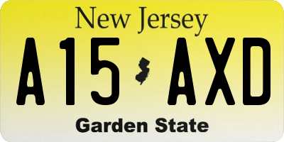 NJ license plate A15AXD