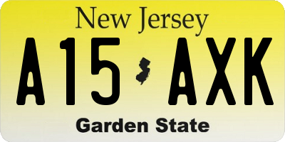 NJ license plate A15AXK