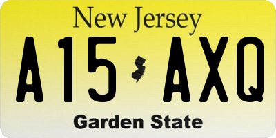 NJ license plate A15AXQ