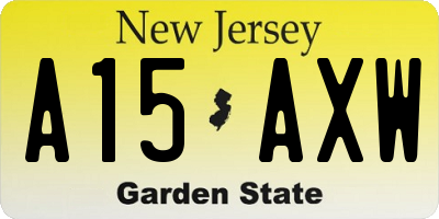 NJ license plate A15AXW