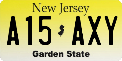 NJ license plate A15AXY