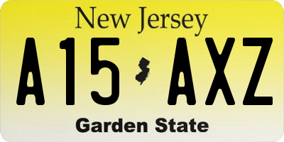 NJ license plate A15AXZ