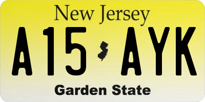 NJ license plate A15AYK