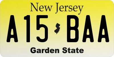 NJ license plate A15BAA