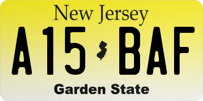 NJ license plate A15BAF