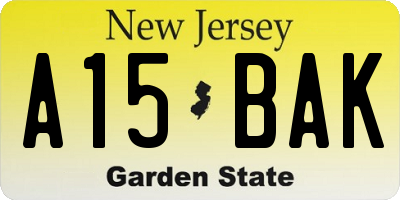 NJ license plate A15BAK