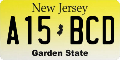 NJ license plate A15BCD
