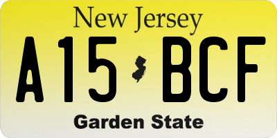 NJ license plate A15BCF