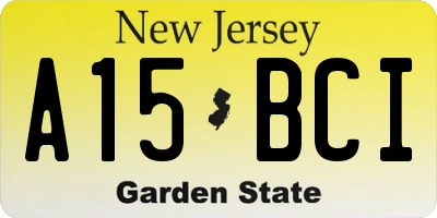 NJ license plate A15BCI