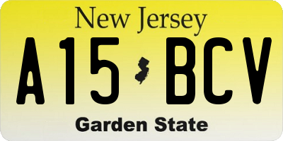 NJ license plate A15BCV