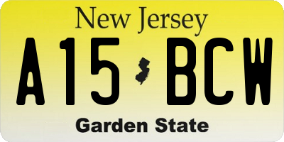 NJ license plate A15BCW