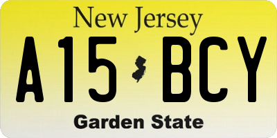 NJ license plate A15BCY
