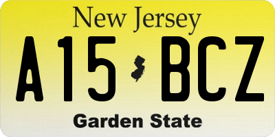 NJ license plate A15BCZ