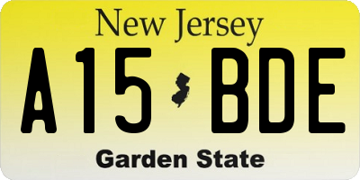 NJ license plate A15BDE