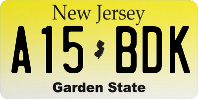 NJ license plate A15BDK