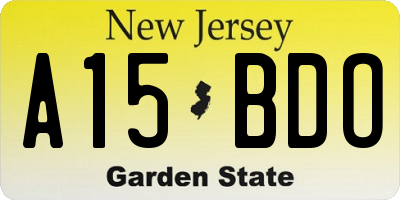 NJ license plate A15BDO