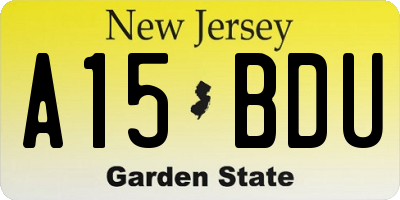 NJ license plate A15BDU