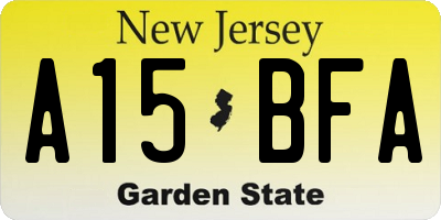 NJ license plate A15BFA