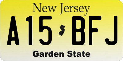 NJ license plate A15BFJ