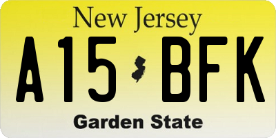 NJ license plate A15BFK
