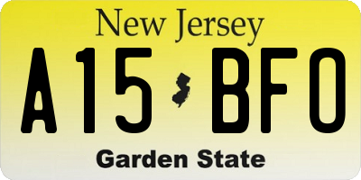 NJ license plate A15BFO
