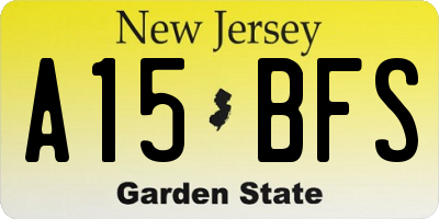 NJ license plate A15BFS