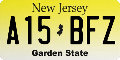 NJ license plate A15BFZ