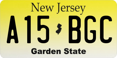 NJ license plate A15BGC
