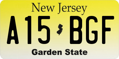 NJ license plate A15BGF