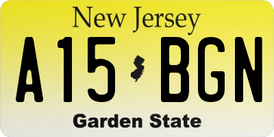 NJ license plate A15BGN