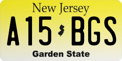 NJ license plate A15BGS