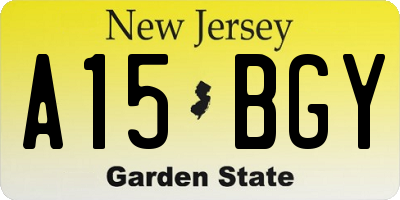 NJ license plate A15BGY