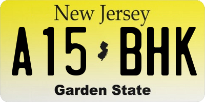 NJ license plate A15BHK